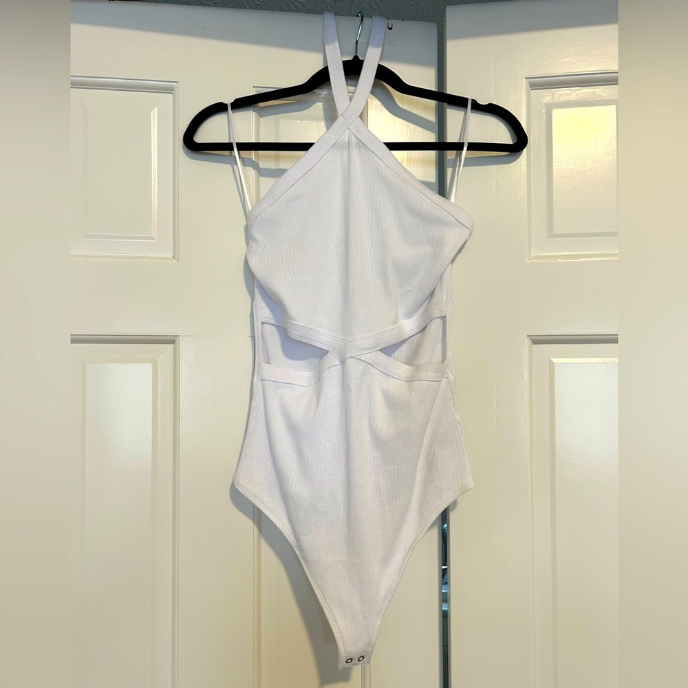 *NWT* A&F White Cut-out Halter Tank Bodysuit